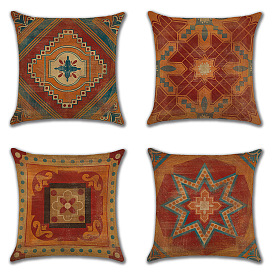 Colorful Moroccan Geometric Pattern Linen Pillow Cover for Home Sofa Decor