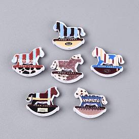 Печатные непрозрачные акриловые бусины, игрушечный конь-качалка