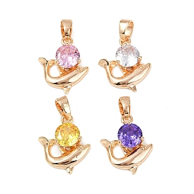 Латунные микро проложить кубического циркония подвески, прелести дельфинов, долговечный, без свинца и без кадмия