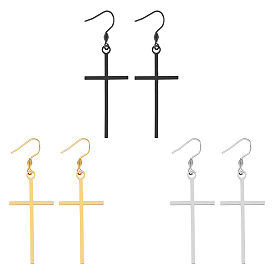 3шт 3 цвета серьги-подвески из нержавеющей стали, крестик