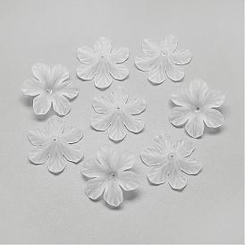6-Petal Transparent Acrylic Bead Caps, Frosted