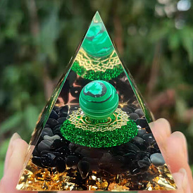 Orgonite Pyramid Resin Energy Generators, Natural Obsidian Chips Inside for Home Office Desk Decoration