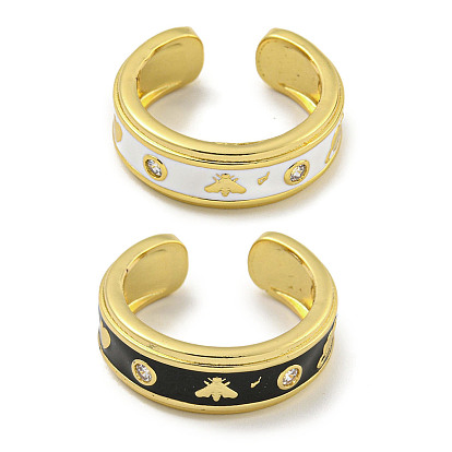 Стойка для моли покрытие латунь эмаль открытое кольцо, женские манжеты с кубическим цирконием, без кадмия и без свинца, долговечный, реальный 18 k позолоченный
