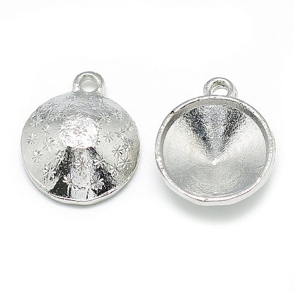Alloy Pendant Rhinestone Settings, Flat Round