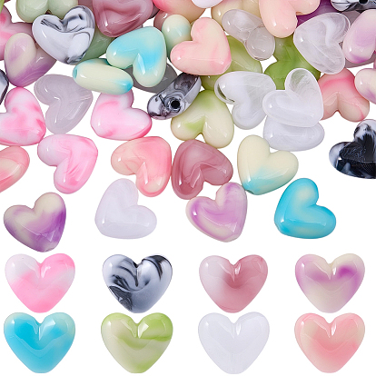 100 акриловые бусины с имитацией драгоценных камней, сердце