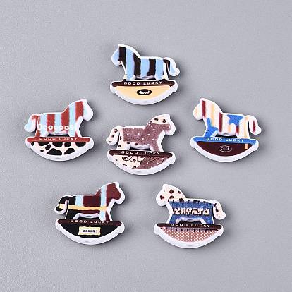 Печатные непрозрачные акриловые бусины, игрушечный конь-качалка