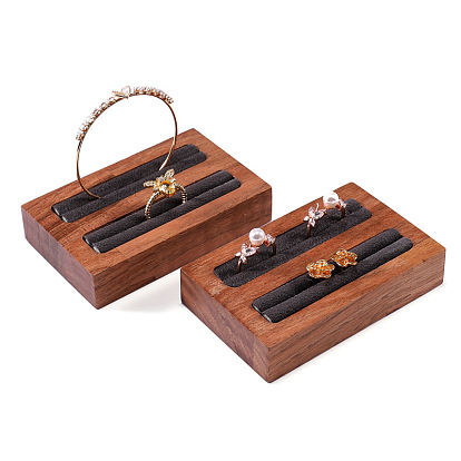Velvet & Wood Jewelry Boxes, Earrings Display