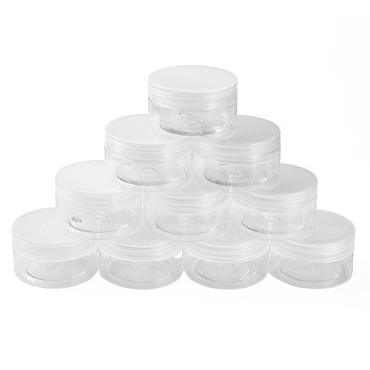 16Pcs Plastic Bead Storage Tubes with Screw Top White Lid, Flat Round