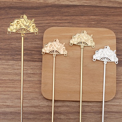 Ancient Style Alloy Hair Stick Finding, for DIY Jewelry Accessorie, Fan