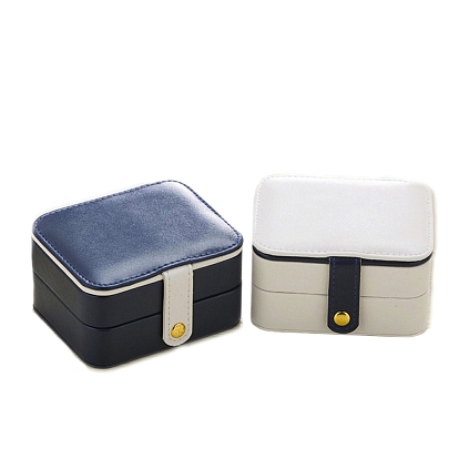 Cajas organizadoras de almacenamiento de joyas de cuero pu rectangulares de 2 niveles con espejo en el interior, para los pendientes, Anillos, 