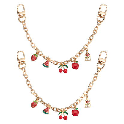 2шт. сплав огнеупорный кирпич эмаль фрукты подвеска кабель цепь кошелек декоративные цепи, с поворотными застежками сплава