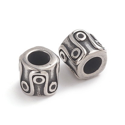 304 Stainless Steel Beads, Large Hole Beads, Column