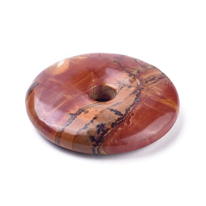 Natural Polychrome Jasper/Picasso Stone/Picasso Jasper Pendants, Donut/Pi Disc