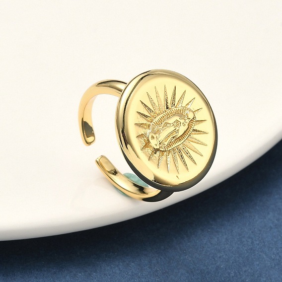 Латунные манжеты с открытыми кольцами, плоские круглые с Девой Марией, без кадмия и без свинца, долговечный, стойки покрытие