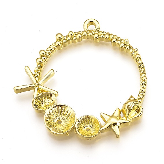 Стойки из пластика с открытыми задними подвесками, для diy уф смолы, эпоксидная смола, Прессованные цветочные украшения, без кадмия, без никеля и без свинца, плоский круглый со звездой и оболочкой