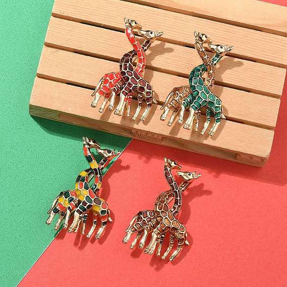 Булавки с эмалью жирафа, броши из светло-золотистого сплава для одежды-рюкзака