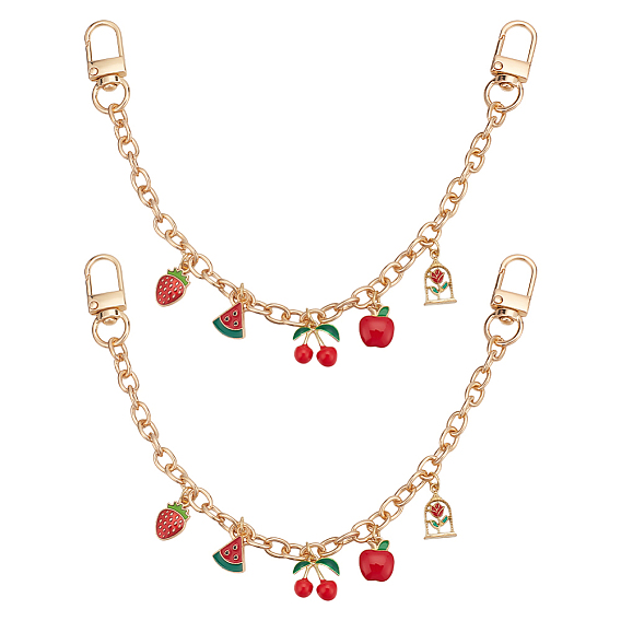 2шт. сплав огнеупорный кирпич эмаль фрукты подвеска кабель цепь кошелек декоративные цепи, с поворотными застежками сплава