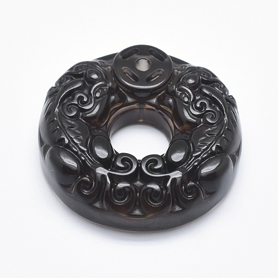 Natural Obsidian Pendants, Donut