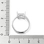 Square Adjustable 925 Sterling Silver Ring Components, 4 Claw Prong Ring Settings