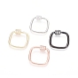 Brass Micro Pave Clear Cubic Zirconia Screw Carabiner Lock Charms, for Necklaces Making, Square