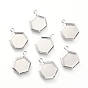 201 Stainless Steel Pendant Cabochon Settings, Hexagon