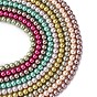 Eco-Friendly Dyed Glass Pearl Bead Strands, Round, Cotton Cord Threaded