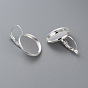 304 Stainless Steel Leverback Earring Settings, Flat Round