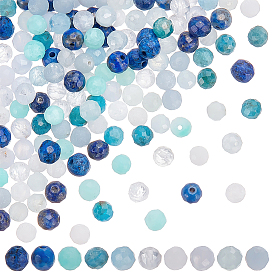 150 шт 10 стили бусин из натуральных драгоценных камней, граненые, круглые