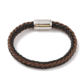 Braided Microfiber Leather Cord Bracelets, 304 Stainless Steel Bracelets for Men