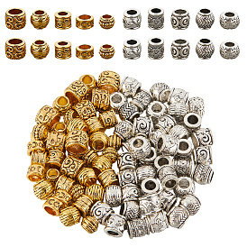 100шт 10 стили сплав европейские бусины, бусины с большим отверстием, column & rondelle