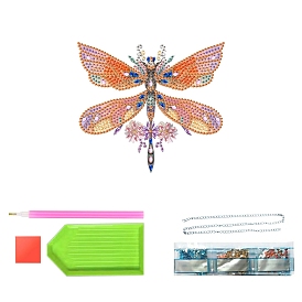 DIY Dragonfly Diamond Painting Kit, Including Acrylic Rhinestones Bag, Diamond Sticky Pen, Tray Plate, Metal Chain, Glue Clay and Canvas