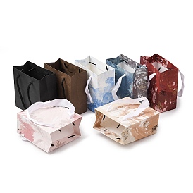 Прямоугольные бумажные подарочные пакеты с ручками из веревки/ленты