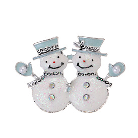 Christmas Snowman Alloy Rhinestone Brooches, Glitter Enamel Pins