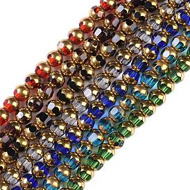 Electroplate Glass Beads Strands, Full Plated, Faceted, Round