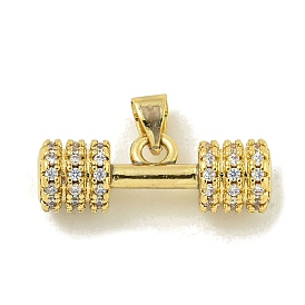 Rack Plating Brass Pave Cubic Zirconia Pendants, Lead Free & Cadmium Free, Real 18K Gold Plated