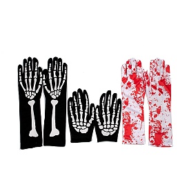 Перчатки из полиэстера со скелетом и полными пальцами, для костюмов для косплея на хэллоуин