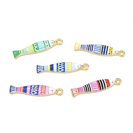 Pendentifs en laiton imprimés, poissons avec des breloques à rayures, crémaillère plaquage, plaqué longue durée, sans plomb et sans cadmium, réel 18 k plaqué or