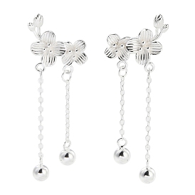 999 Sterling Silver Flower Stud Earrings