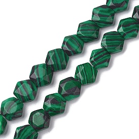 Synthetic Malachite Beads Strands, Faceted Hexagonal Cut, Hexagon
