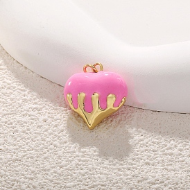 Латунь эмаль подвески, с целью перехода в кольце, золотые, подвеска в виде сердца/пончика