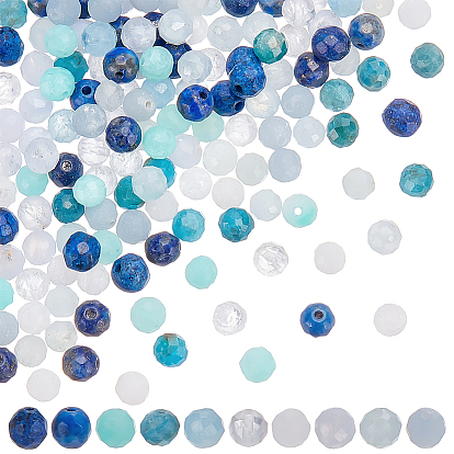 150 шт 10 стили бусин из натуральных драгоценных камней, граненые, круглые