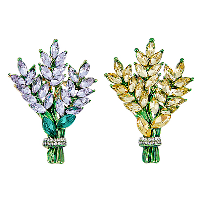 2шт 2 цвета горный хрусталь пшеница брошь булавка, значок из золотого сплава для рюкзака