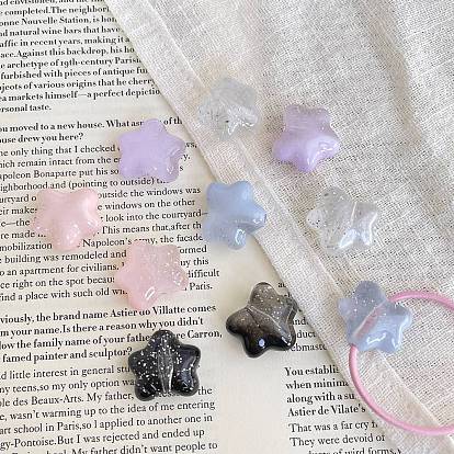 Прозрачные акриловые бусины, звезда, с блеском порошок