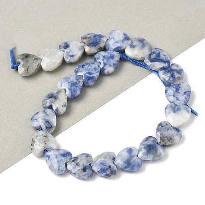 Натуральное синее пятно нитки из бисера яшмы, сердце, граненые