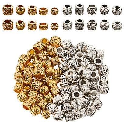 100шт 10 стили сплав европейские бусины, бусины с большим отверстием, column & rondelle