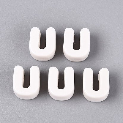 Perles européennes opaques acrylique, Perles avec un grand trou   , lettre u