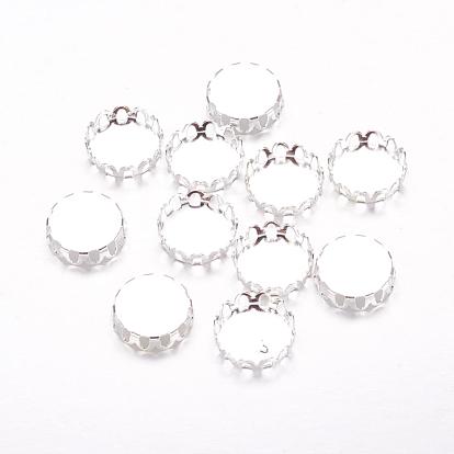 Brass Lace Edge Bezel Cups, Cabochon Settings, Lead Free and Cadmium Free and Nickel Free, Flat Round