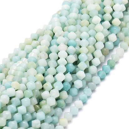 Brins de perles d'amazonite de fleurs naturelles, facette, Toupie