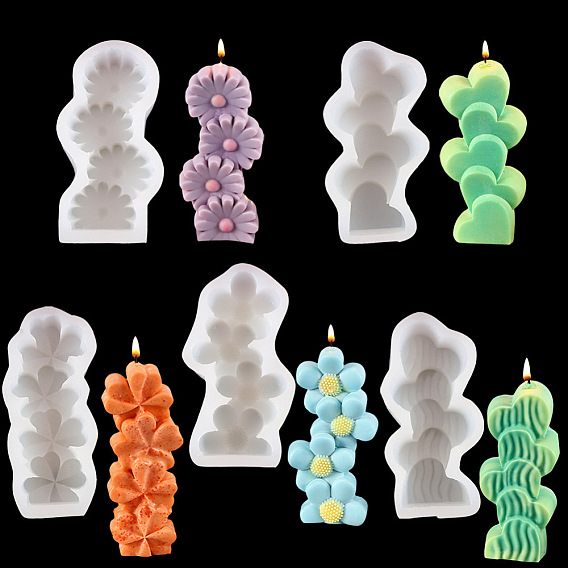 Heart/Flower/Clover Shape DIY Candle Silicone Molds, for Scented Candle Making