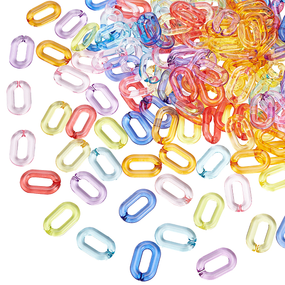 8 Colors Transparent Acrylic Linking Rings, Quick Link Connectors, for Cable Chains Making, Oval